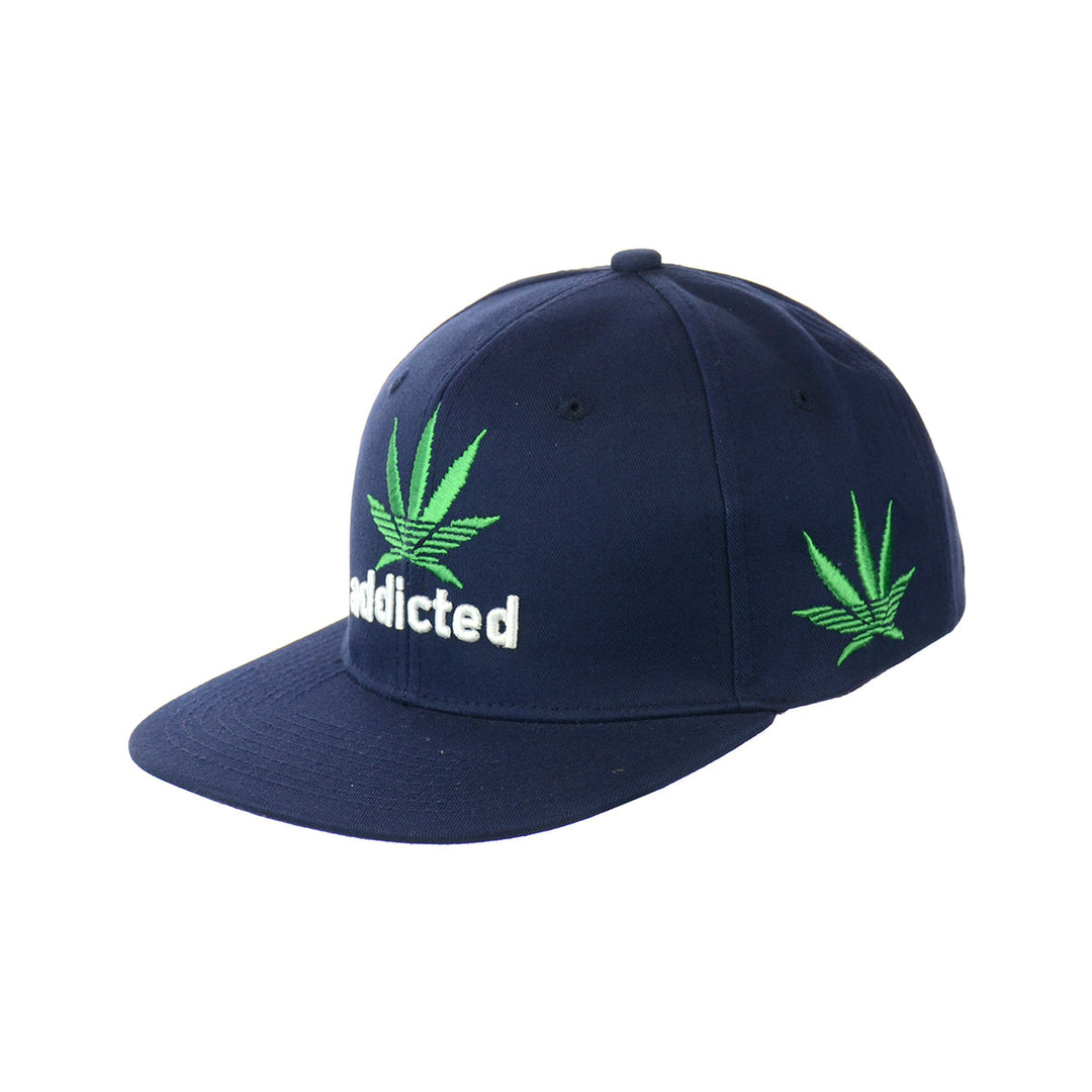 Cotton Snapback Hat with Embroidered Leaf