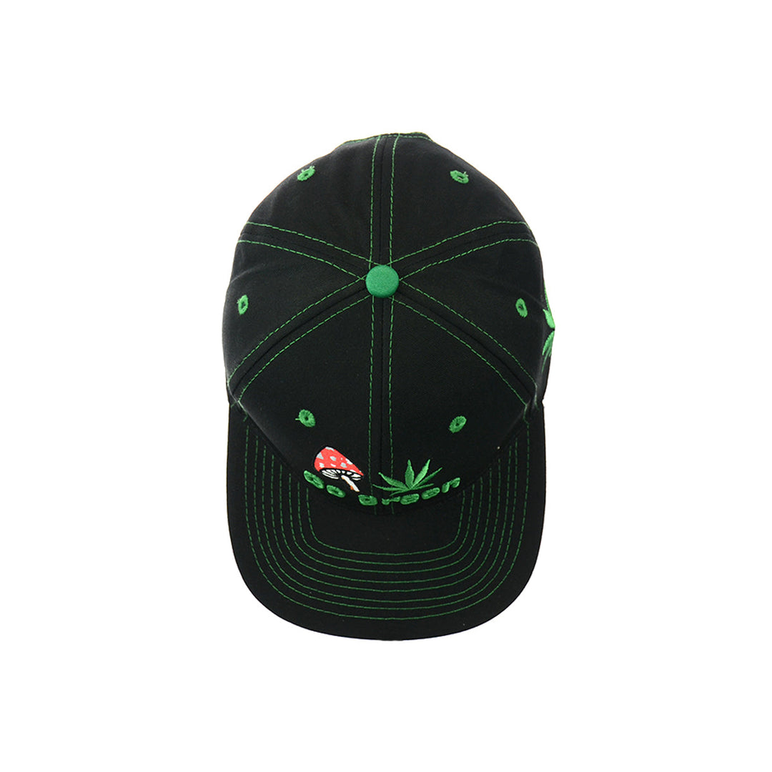 Embroidered Mushroom Go Green Snapback Hat