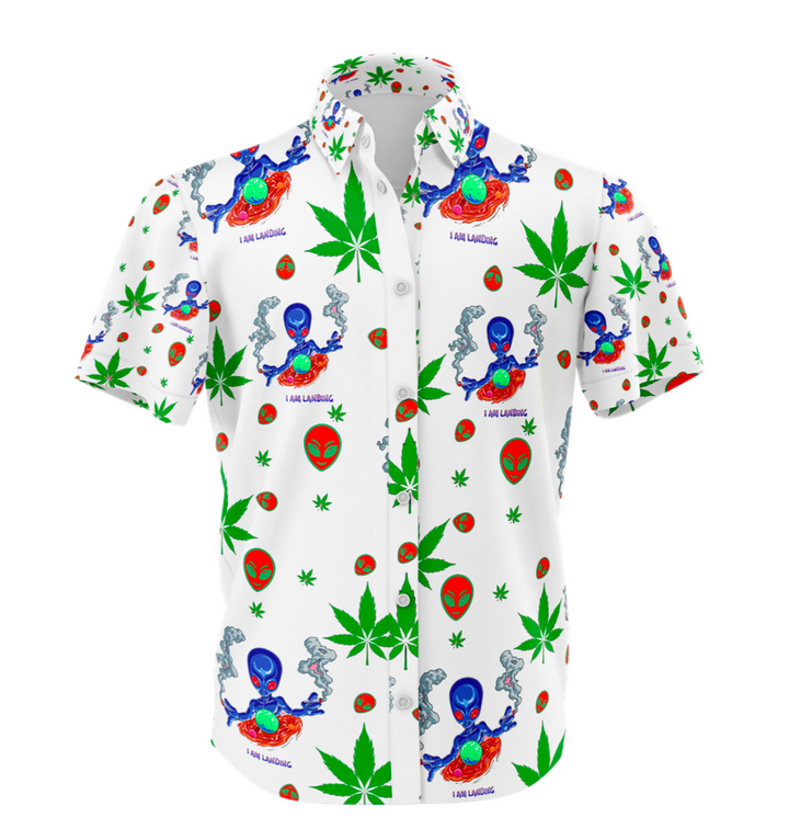 White Leaf Print Casual Shirt & Shorts Set