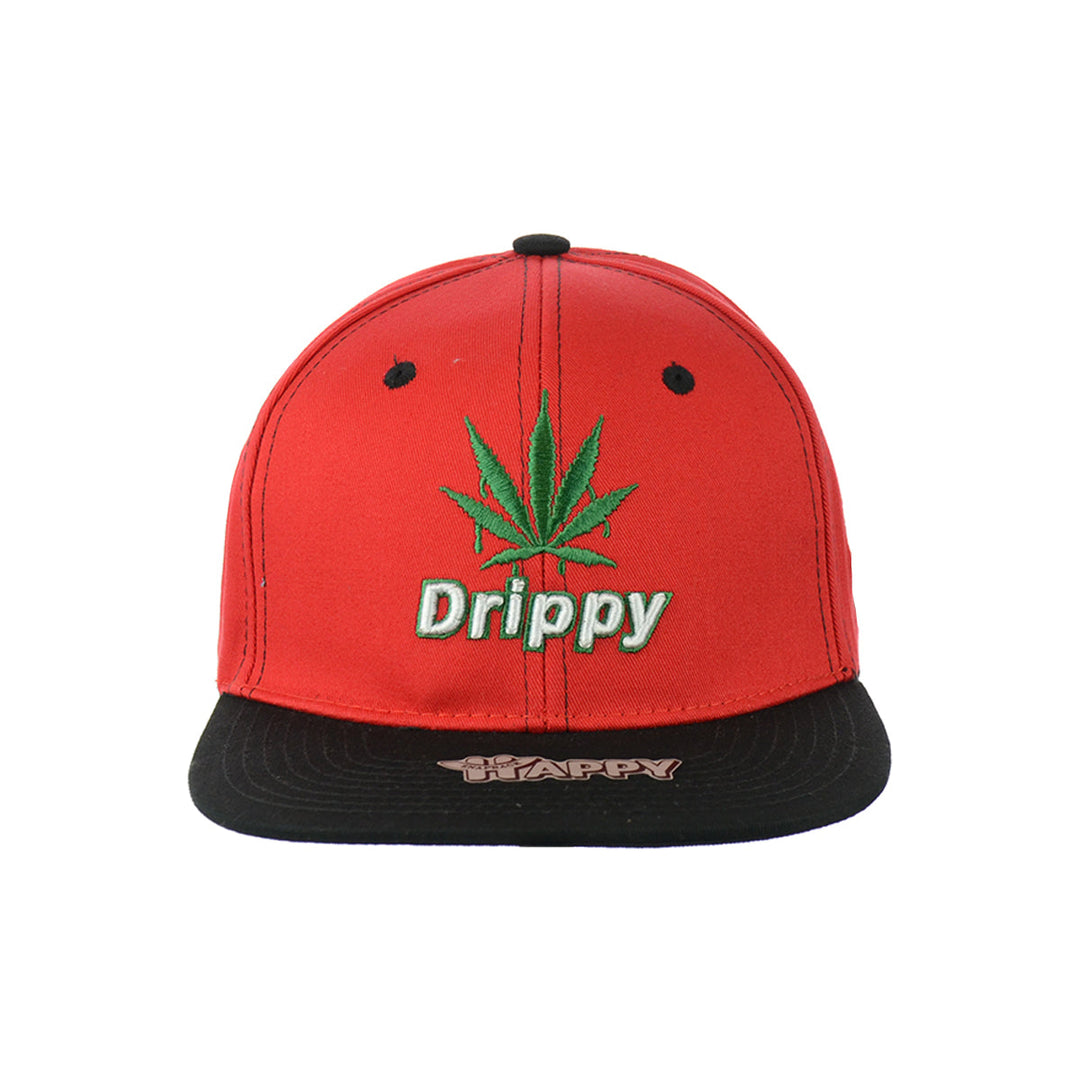 Embroidered Cotton Snapback Hat with Leaf Design