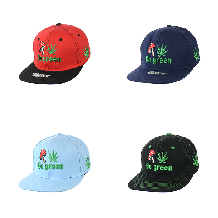 Embroidered Mushroom Go Green Snapback Hat