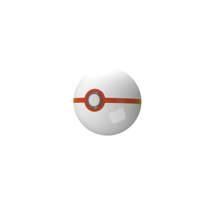 A white spherical universal cartridge battery with a prominent orange stripe and a central circular button, resembling a Poké Ball, centered against a white background.