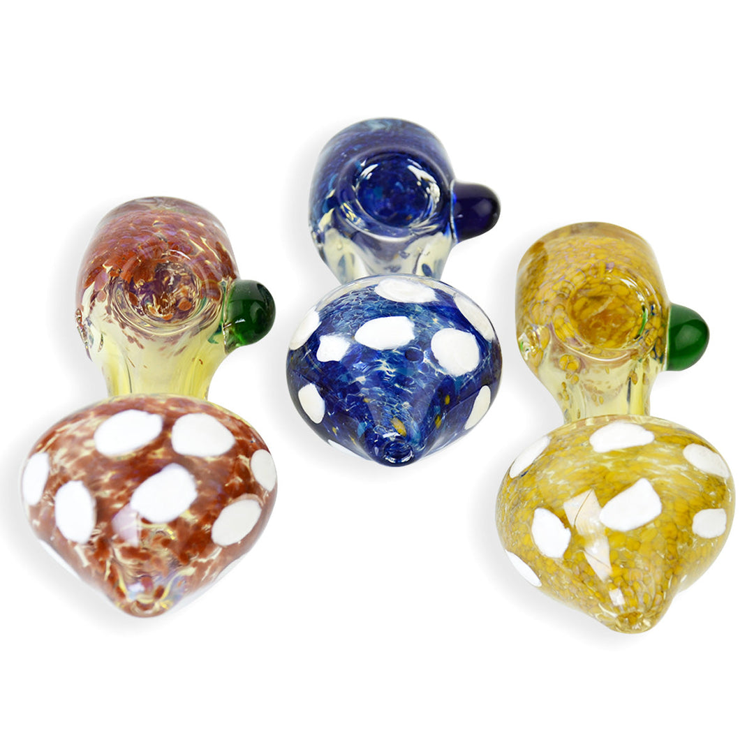 4 Inch Mushroom Frit Glass Spoon Pipe