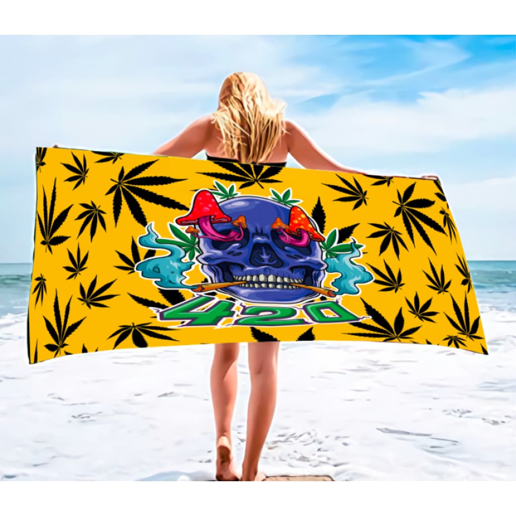 💀🍃 420 Skull Beach Towel