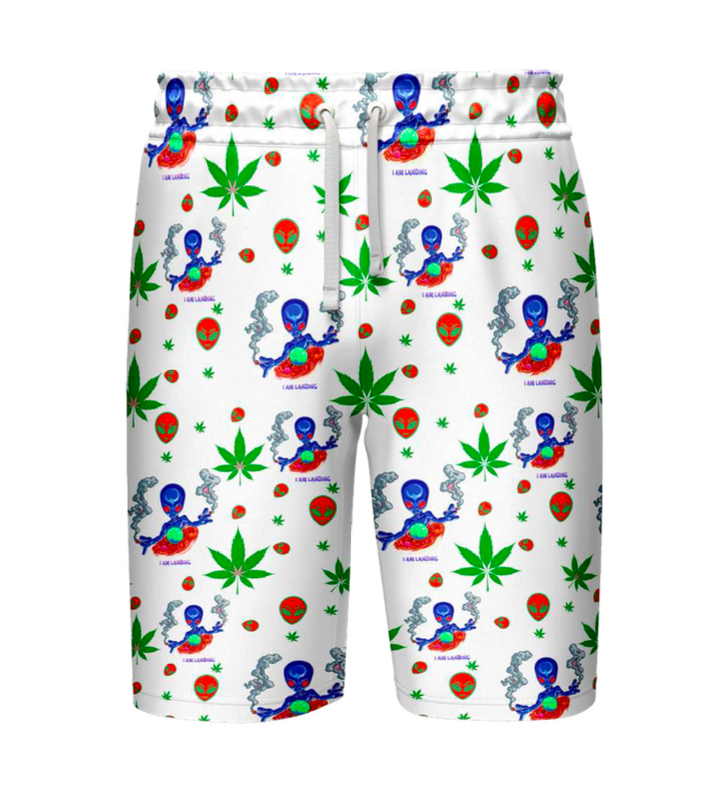 White Leaf Print Casual Shirt & Shorts Set