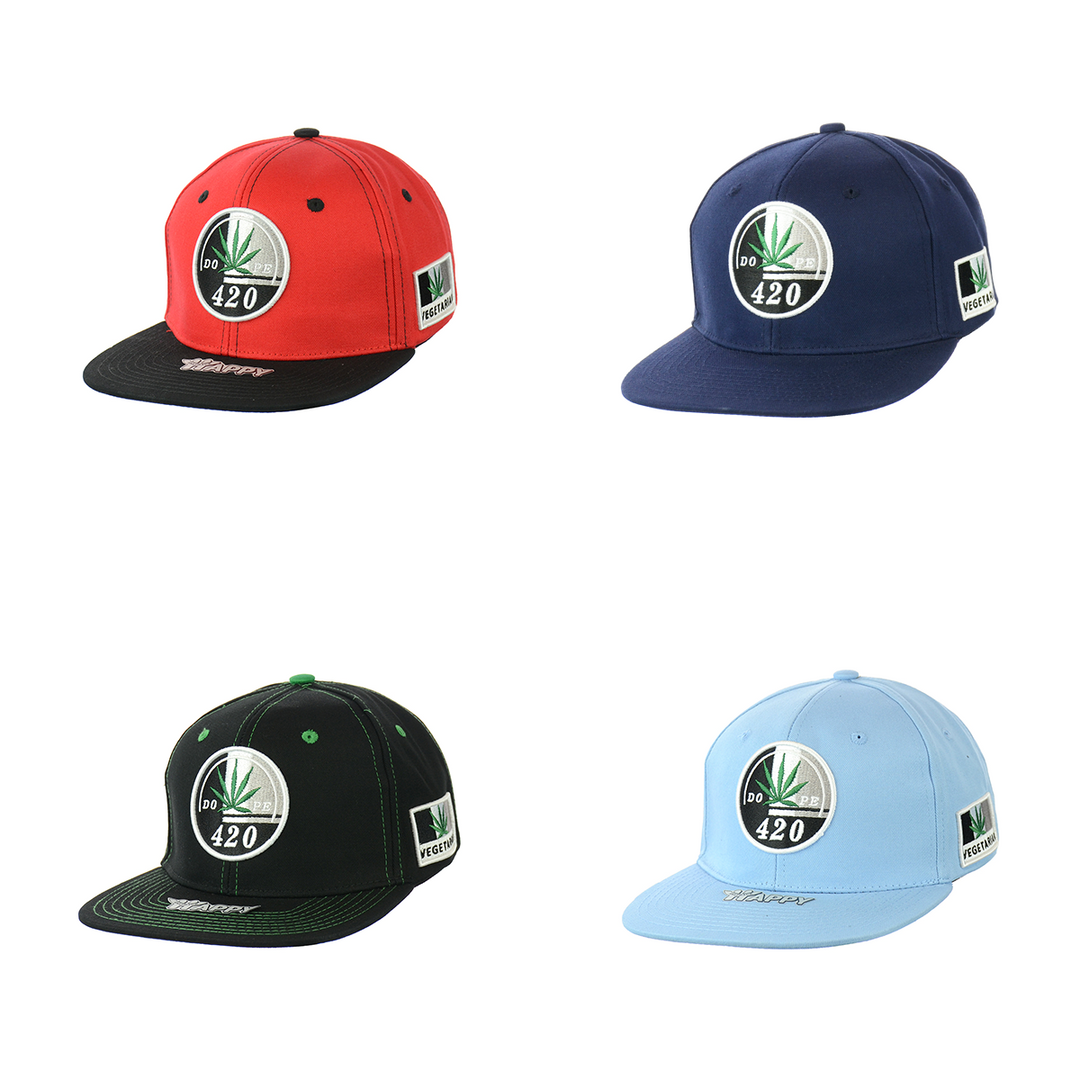 Vegetarian Leaf Embroidered Snapback Hat