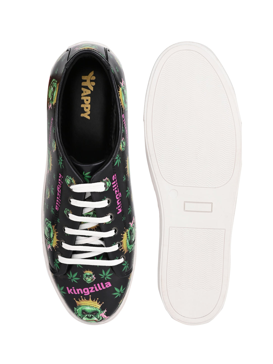 Deep Black Kingzilla Pattern Vegan Leather Shoes