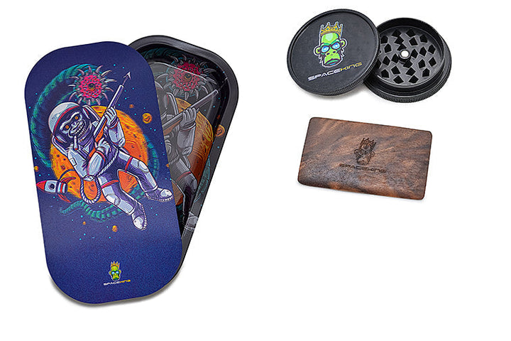 Space King Holographic Rolling Tray Kit with Grinder