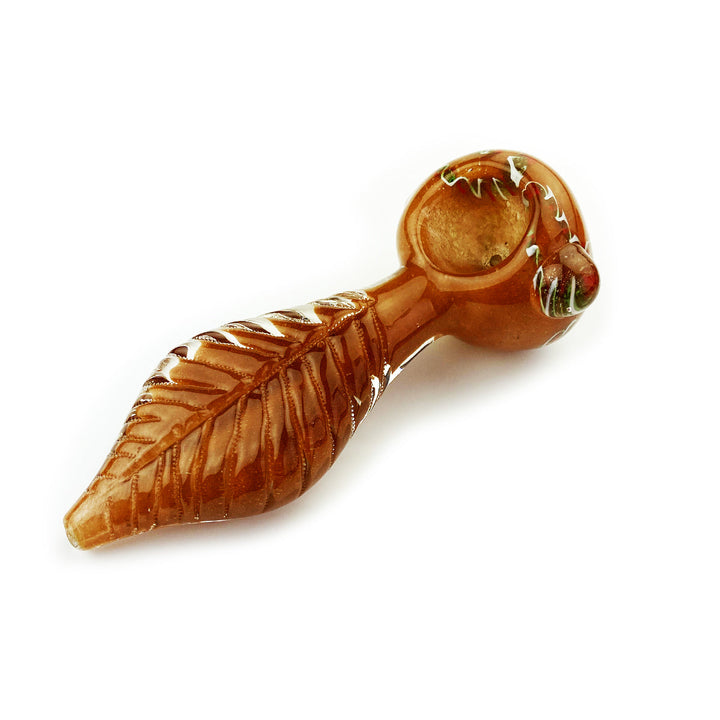 Compact 4.5" Frit Glass Pipe, Green Leaf
