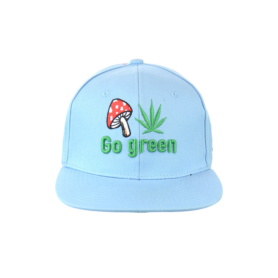 Embroidered Mushroom Go Green Snapback Hat