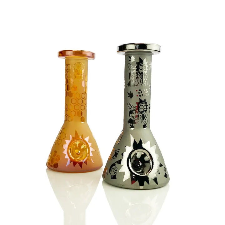 5" Frosted Electroplated Hand Pipe Beaker Style product photo – Mile High Glass Pipes