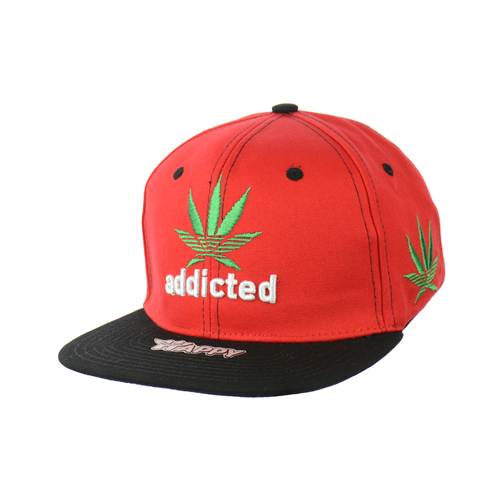Cotton Snapback Hat with Embroidered Leaf