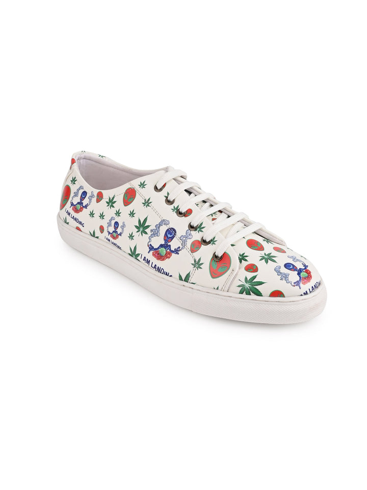 Snow White Vegan Leather Shoes - Herbal Pattern