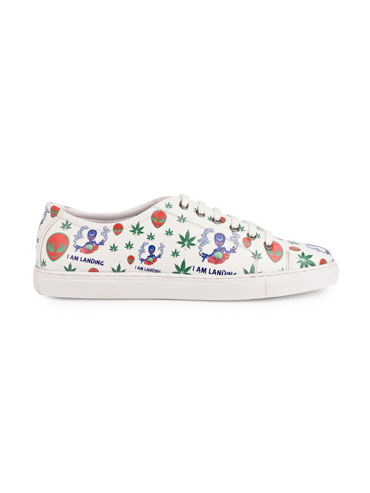Snow White Vegan Leather Shoes - Herbal Pattern
