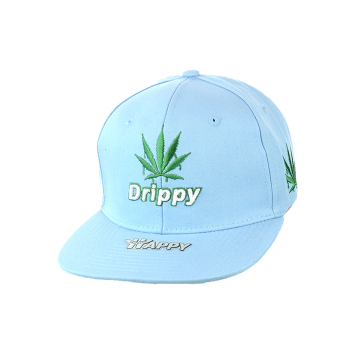 Embroidered Cotton Snapback Hat with Leaf Design