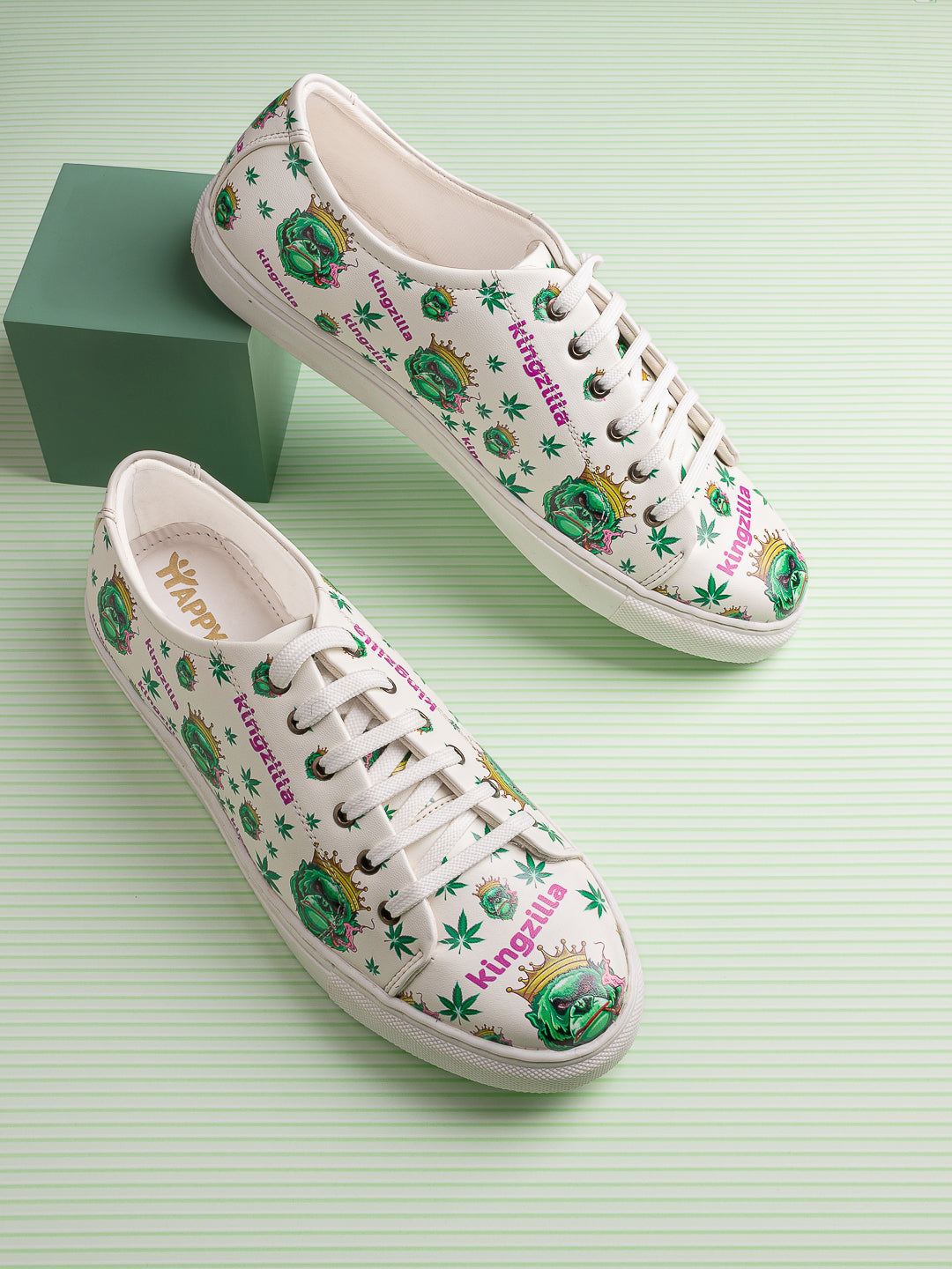 Snow White Kingzilla Print Vegan Leather Shoes