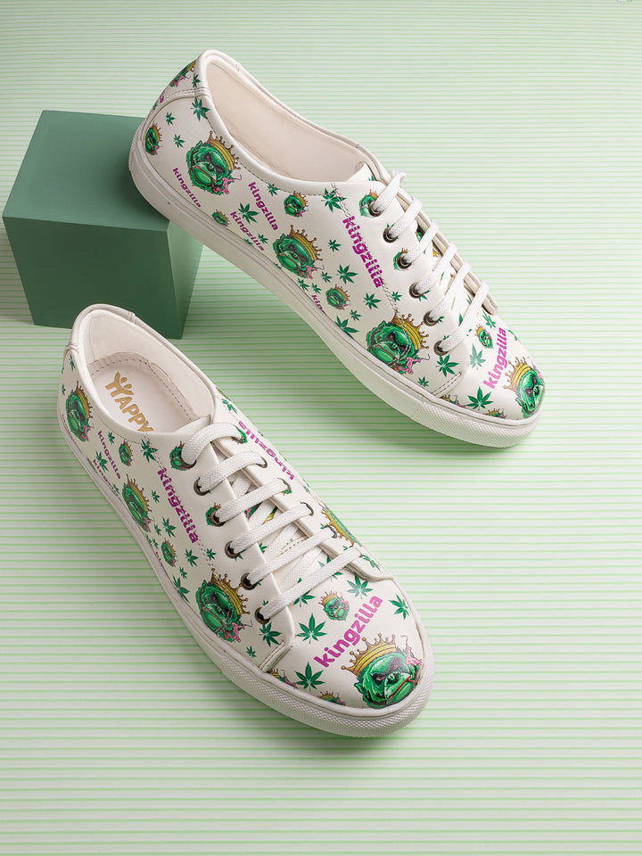 Snow White Kingzilla Print Vegan Leather Shoes