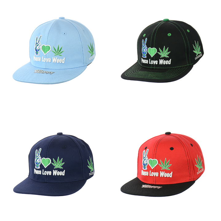 Peace Sign Embroidered Snapback Cap