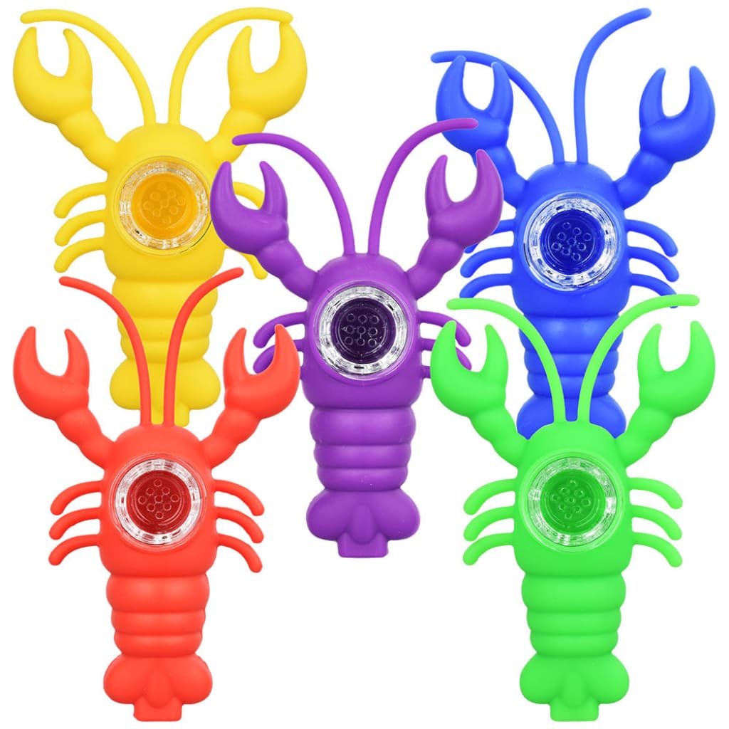 5pc Set - Creepin’ Crawfish Silicone Hand Pipe - 4.5’ / Assorted Colors
