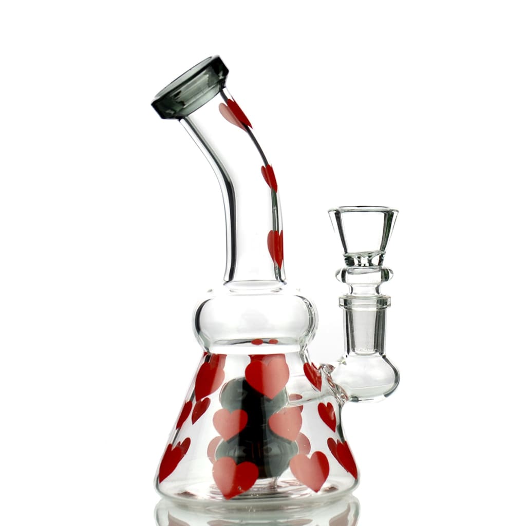 6’ Girly Bong Heart Stickers With 14mm Male Bowl
