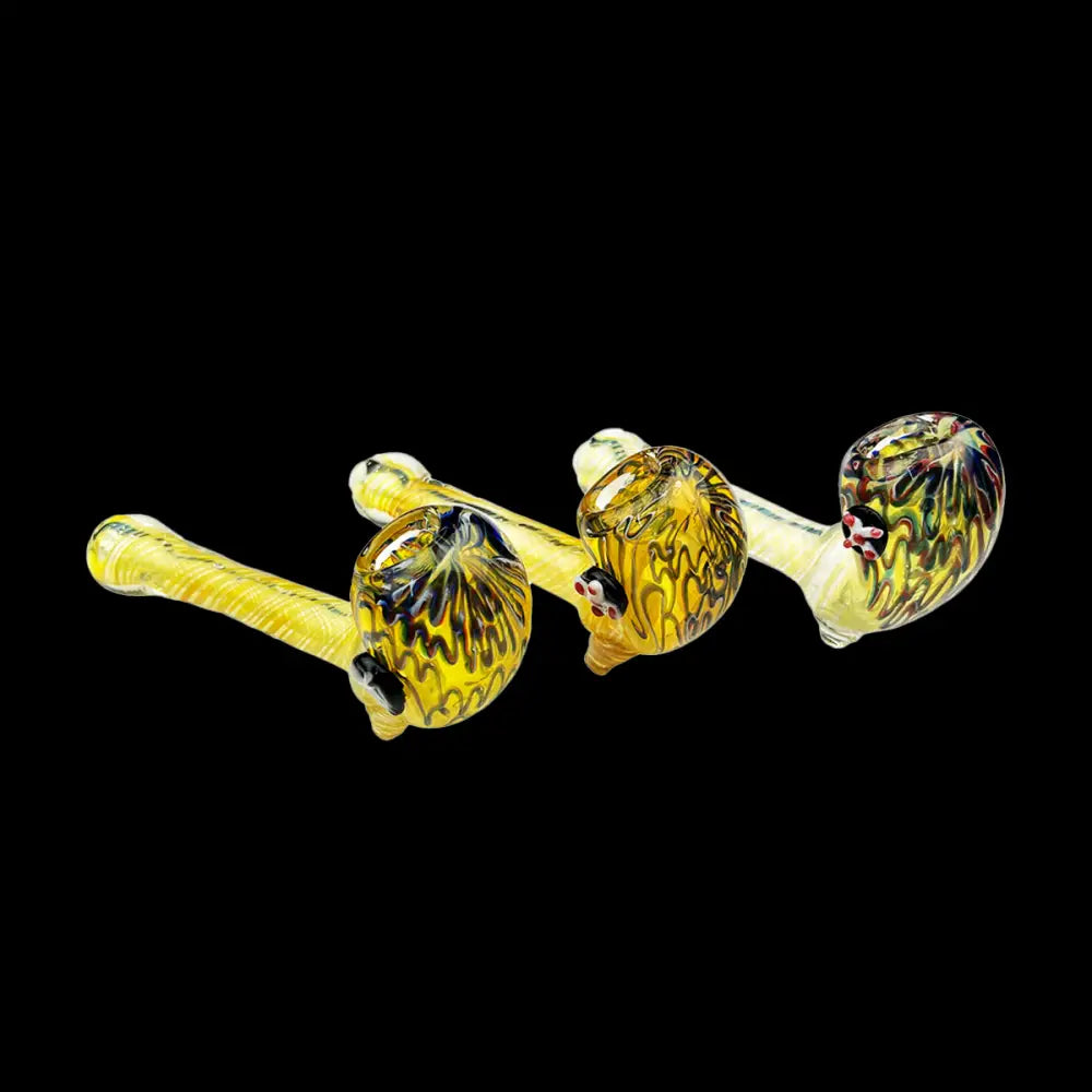 Gold Fume Glass Hand Pipe with Drippy Head Design