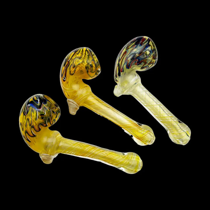 Gold Fume Glass Hand Pipe with Drippy Head Design
