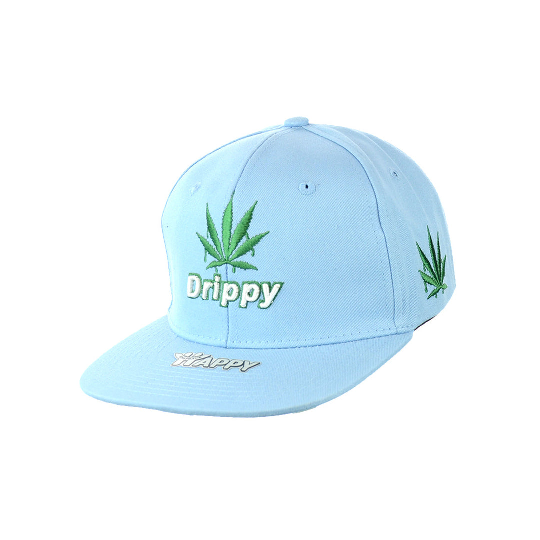Embroidered Cotton Snapback Hat with Leaf Design