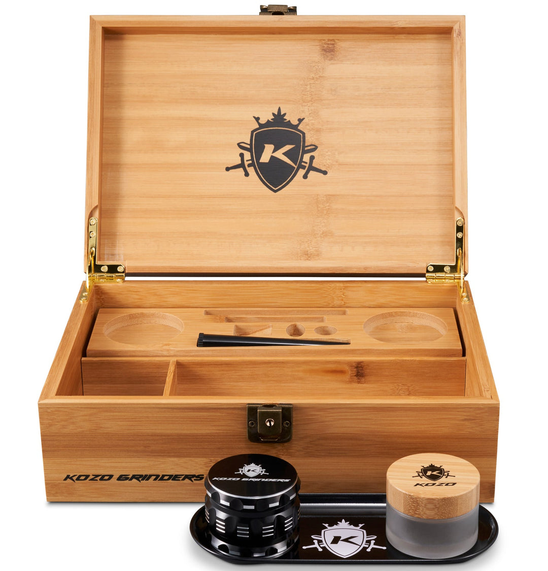 Kozo XL Wooden Stash Box Set with Hinged Lid
