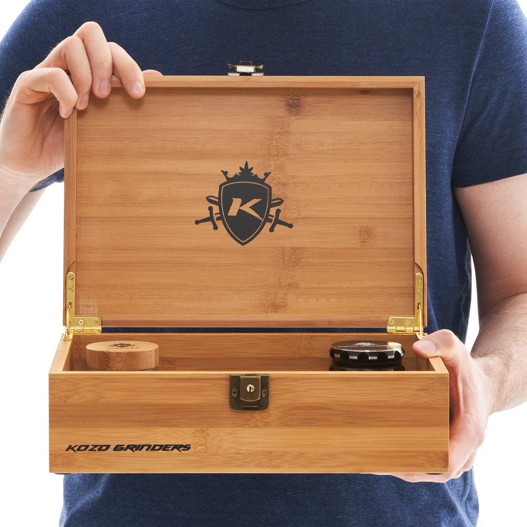 Kozo XL Wooden Stash Box Set with Hinged Lid