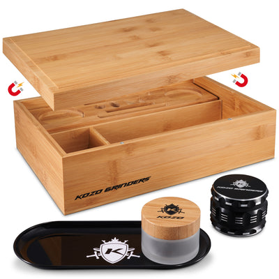 Kozo XL Magnetic Top Wooden Stash Box Set