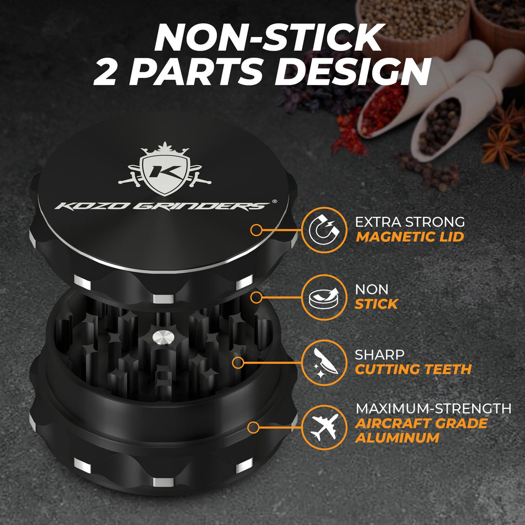 Kozo 2.5-Inch Non-Stick Ceramic 2-Piece Aluminum Grinder
