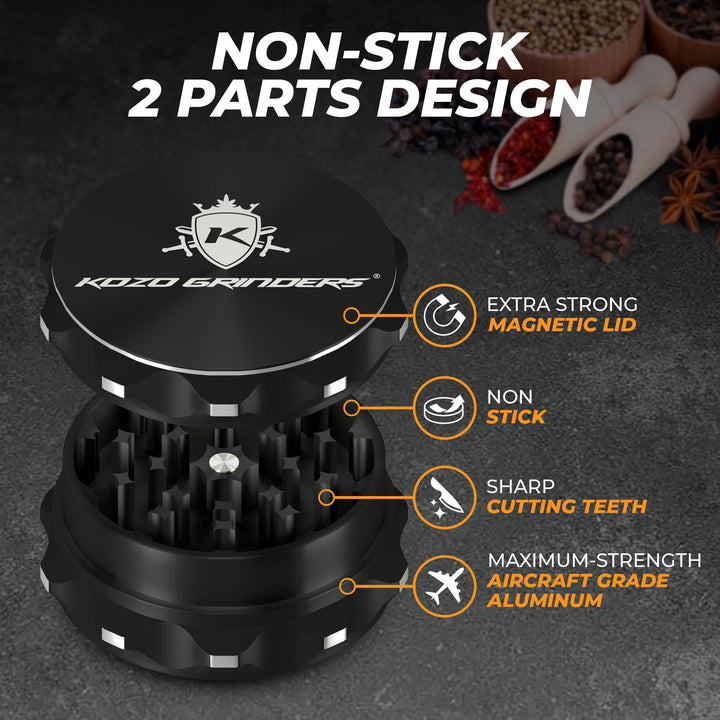 Kozo 2.5-Inch Non-Stick Ceramic 2-Piece Aluminum Grinder