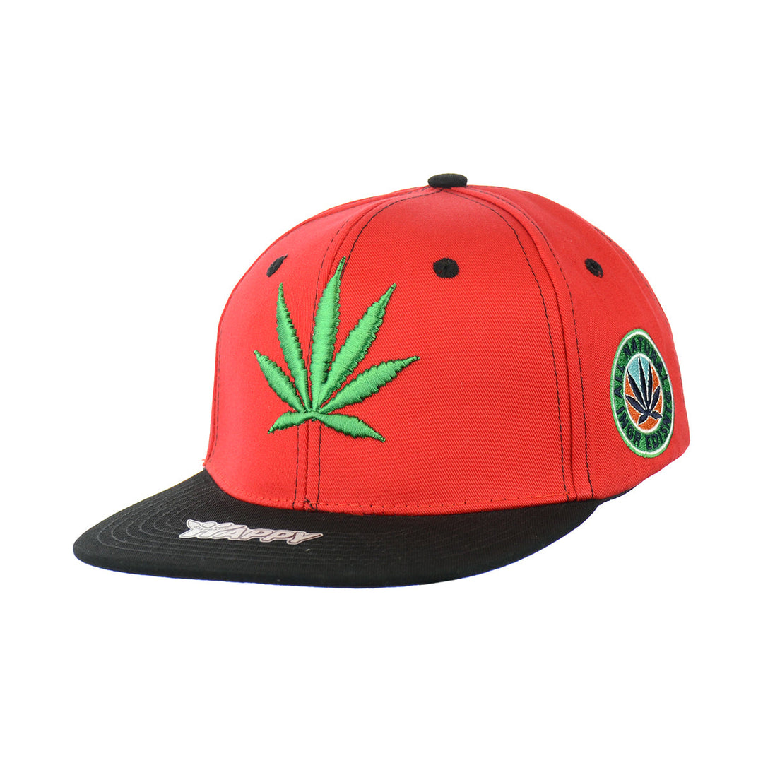 Embroidered Botanical Leaf Snapback Hat