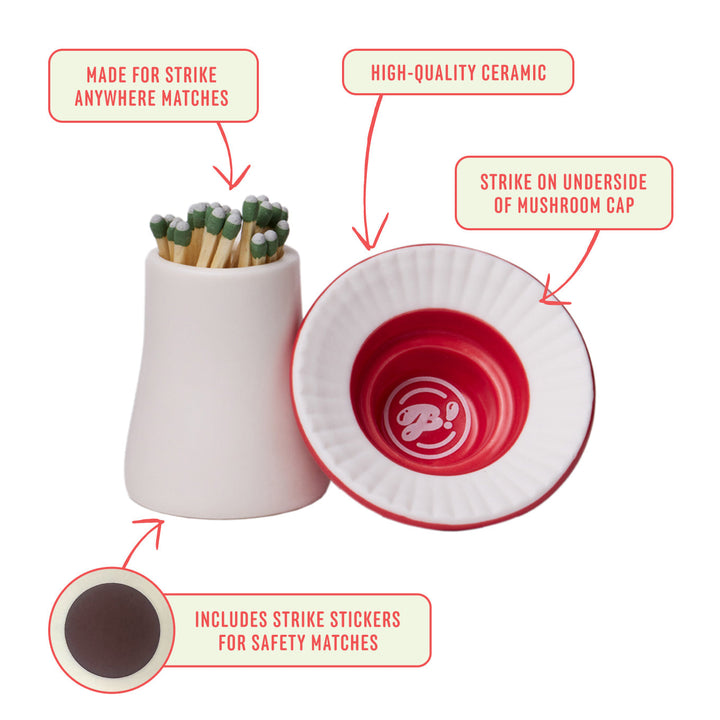 Playful Mushroom Match Striker & Holder