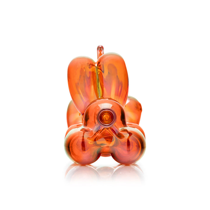 Orange Iridescent Balloon Dog Glass Pipe