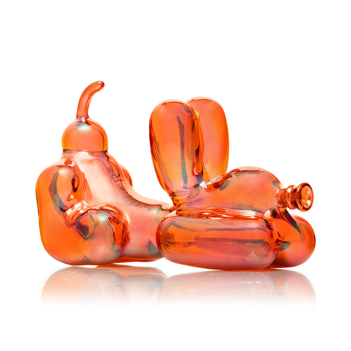 Orange Iridescent Balloon Dog Glass Pipe