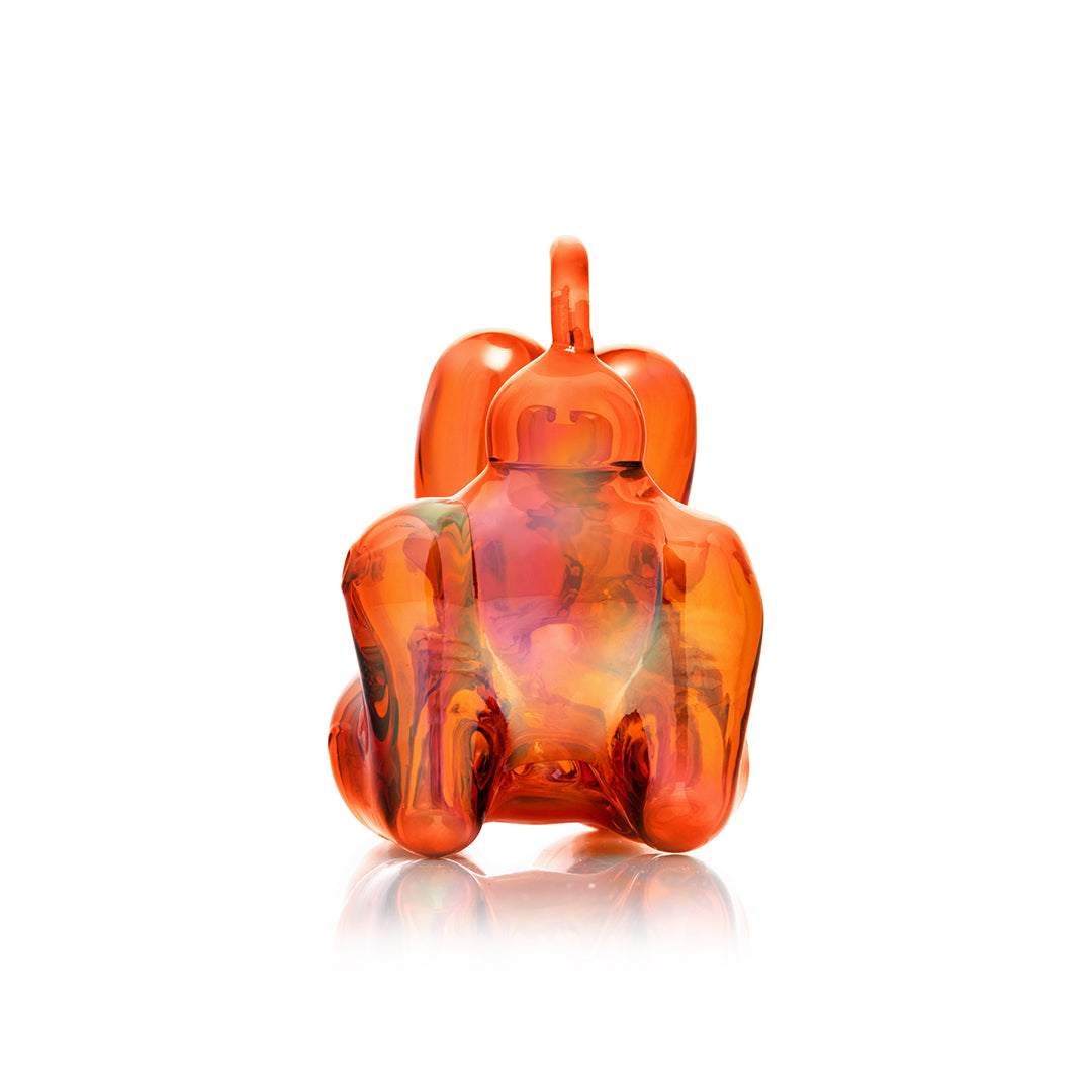 Orange Iridescent Balloon Dog Glass Pipe