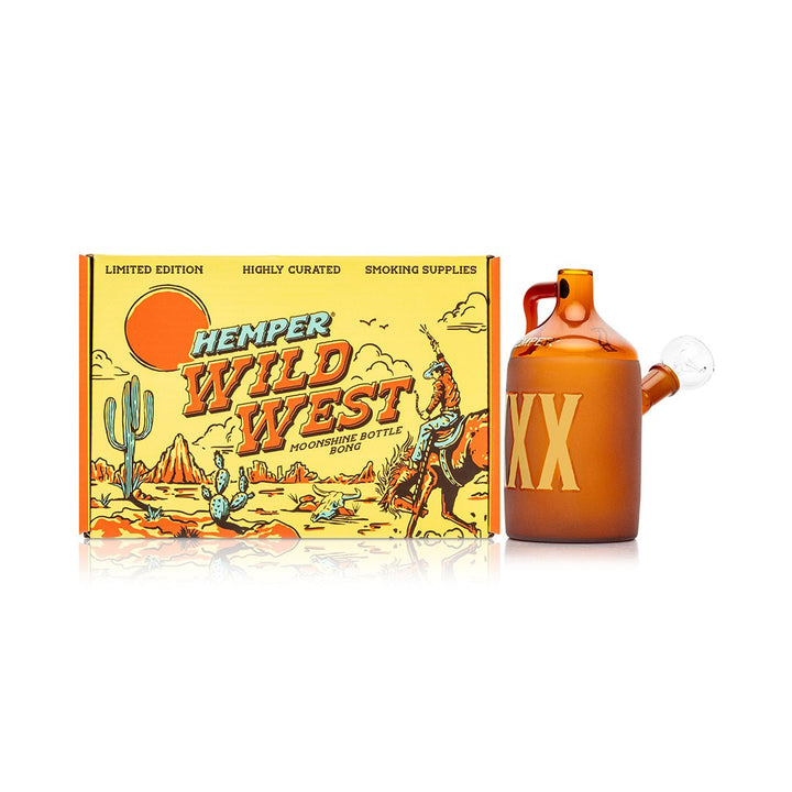 Wild West Moonshine Style Amber Glass Water Pipe