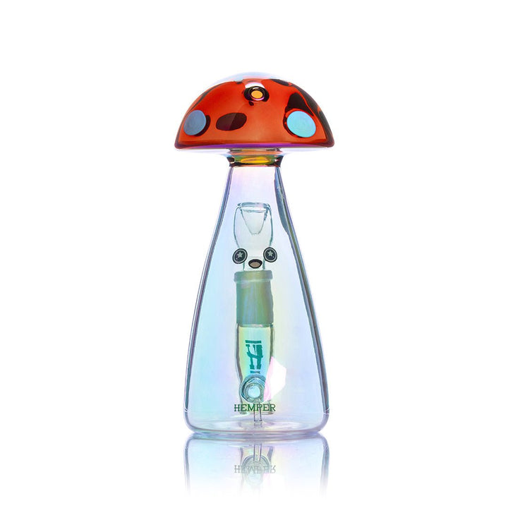 Iridescent Mushroom Glass Water Pipe