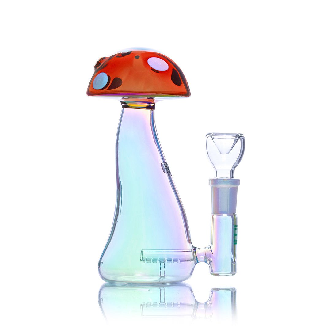 Iridescent Mushroom Glass Water Pipe