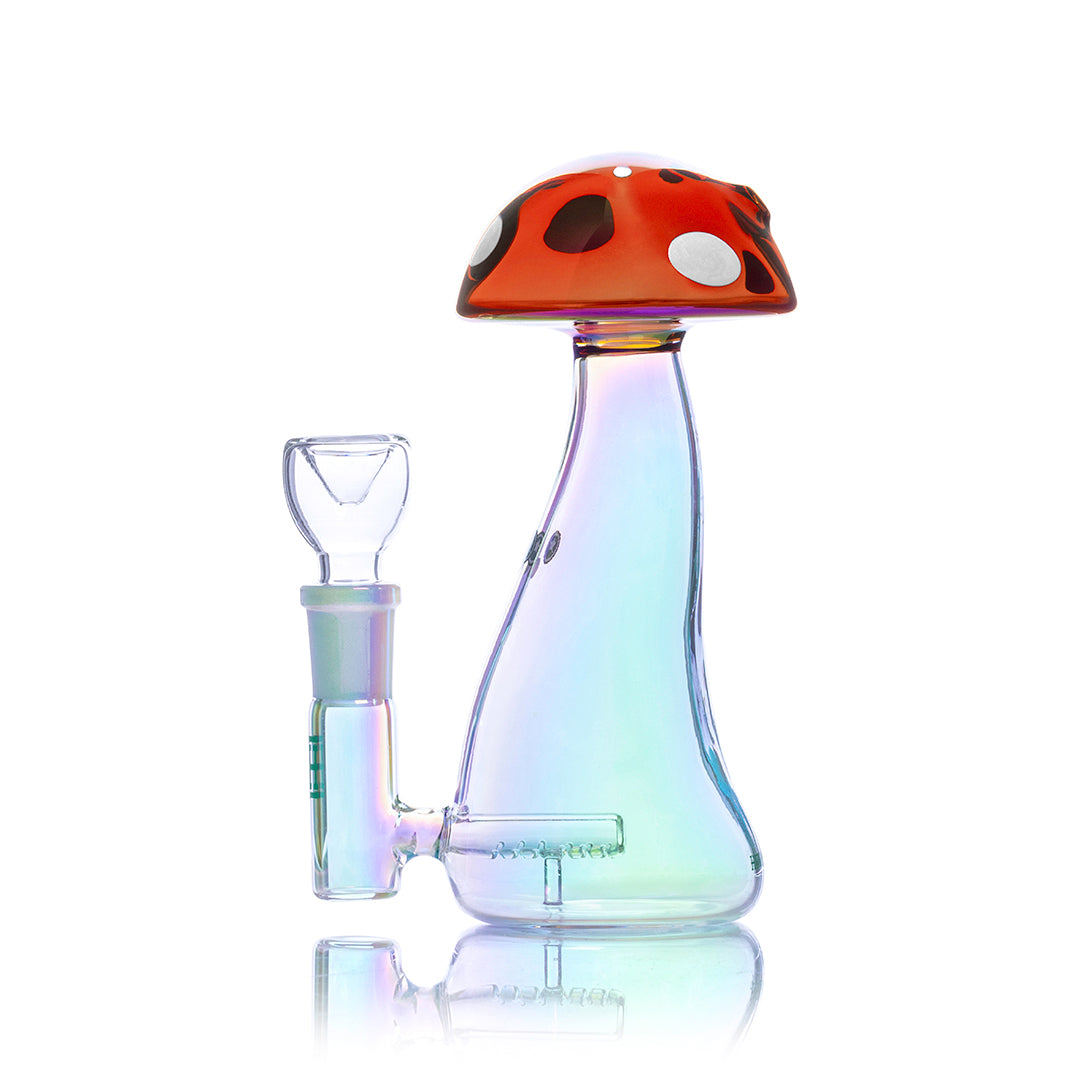 Iridescent Mushroom Glass Water Pipe