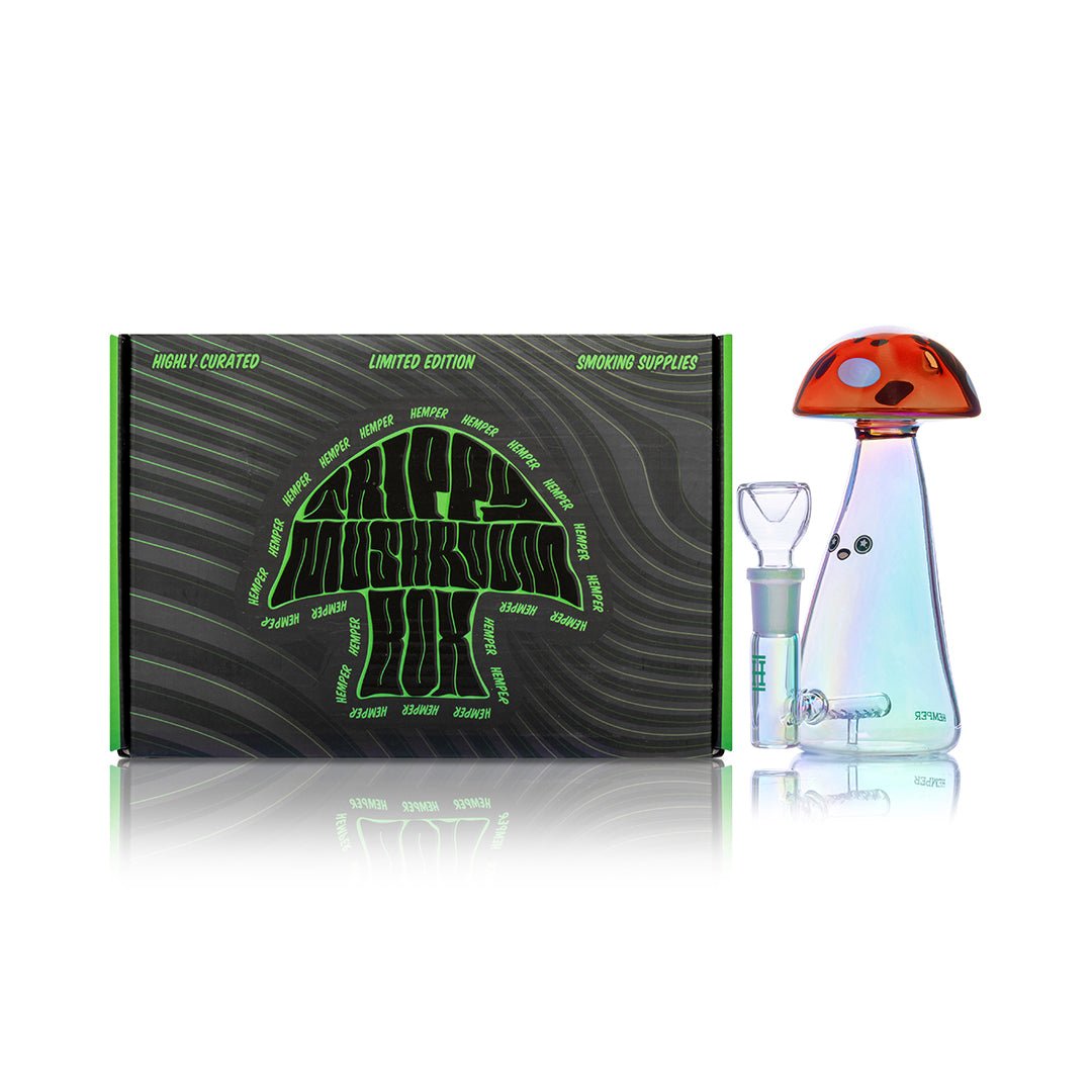 Iridescent Mushroom Glass Water Pipe