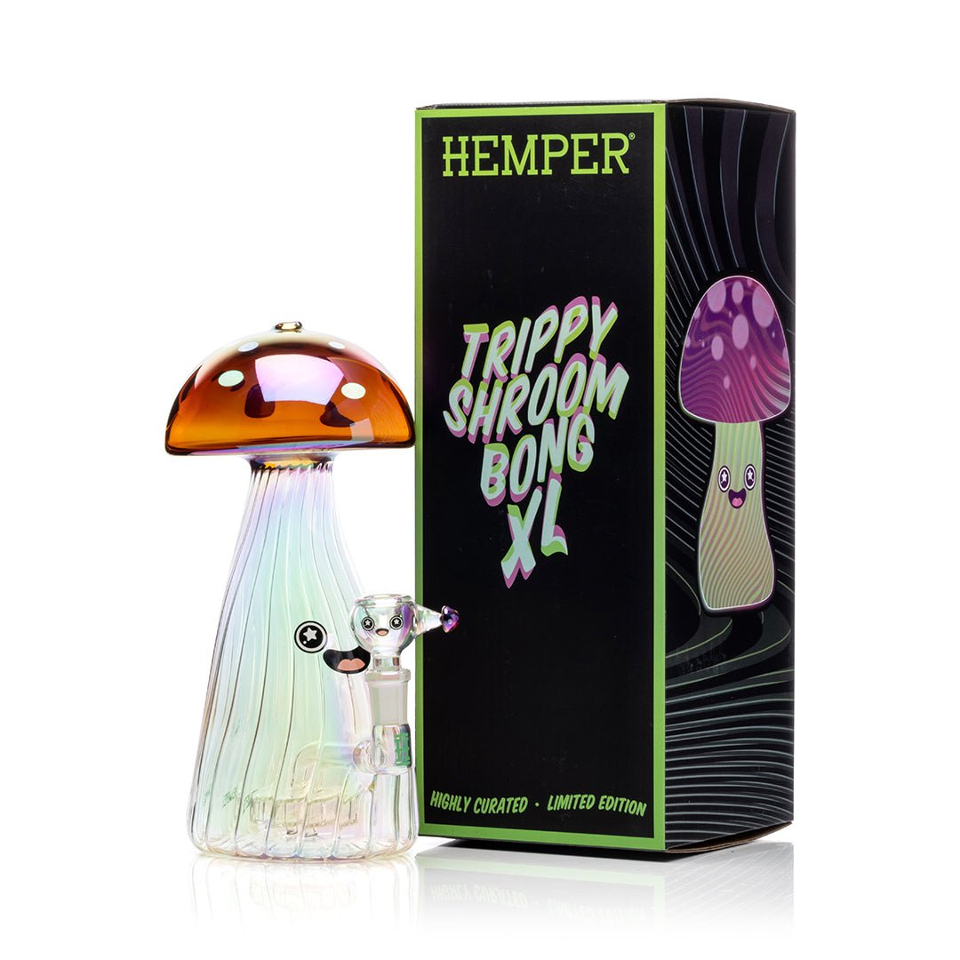 Iridescent Mushroom Glass Water Pipe