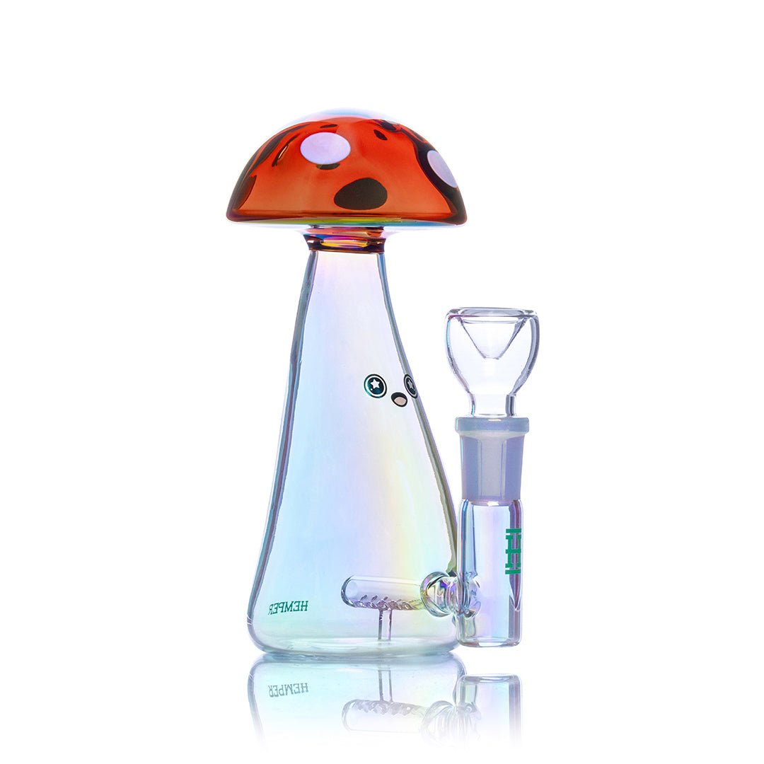Iridescent Mushroom Glass Water Pipe