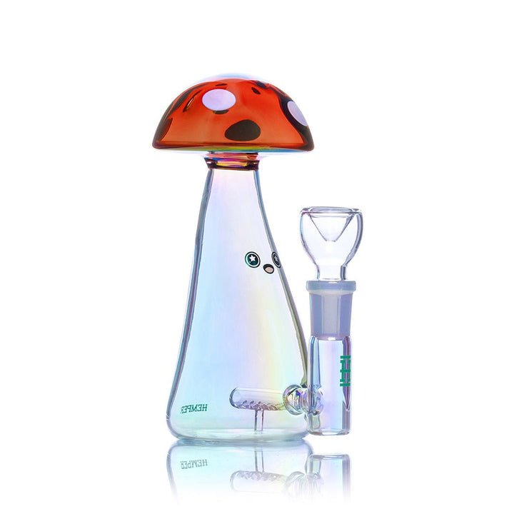 Iridescent Mushroom Glass Water Pipe
