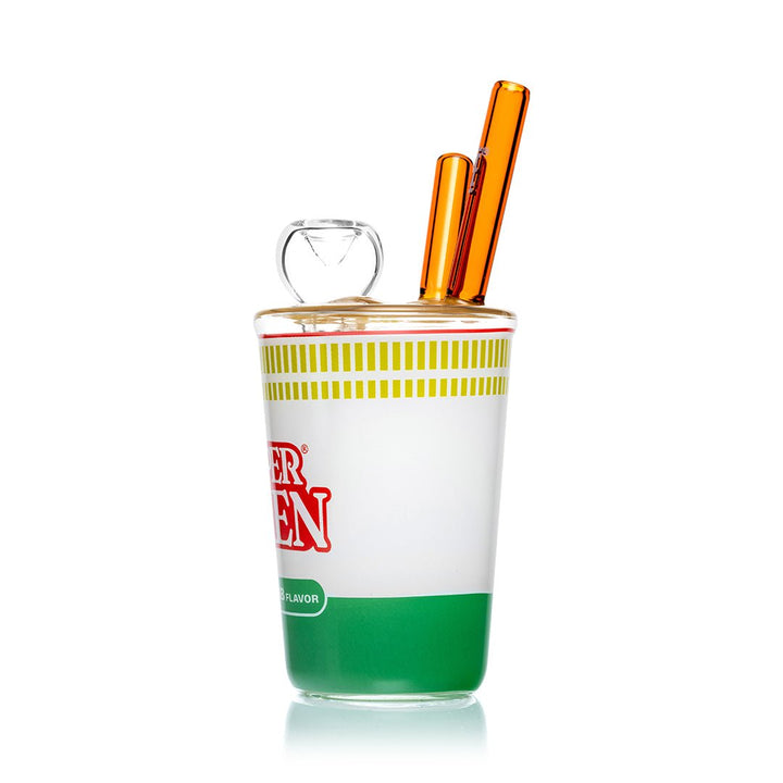 Instant Noodle Glass Water Pipe with Chopstick