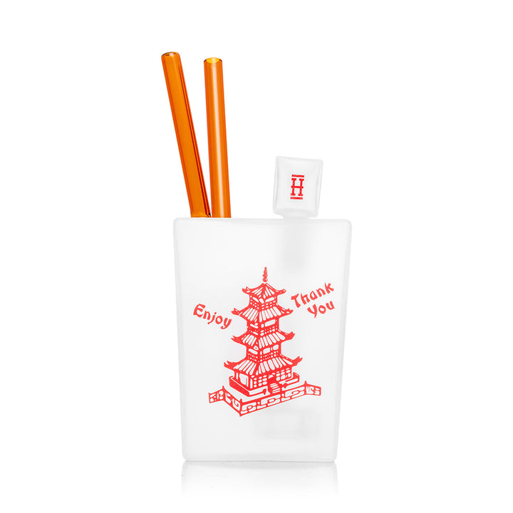 Chinese Takeout Style Glass Water Pipe