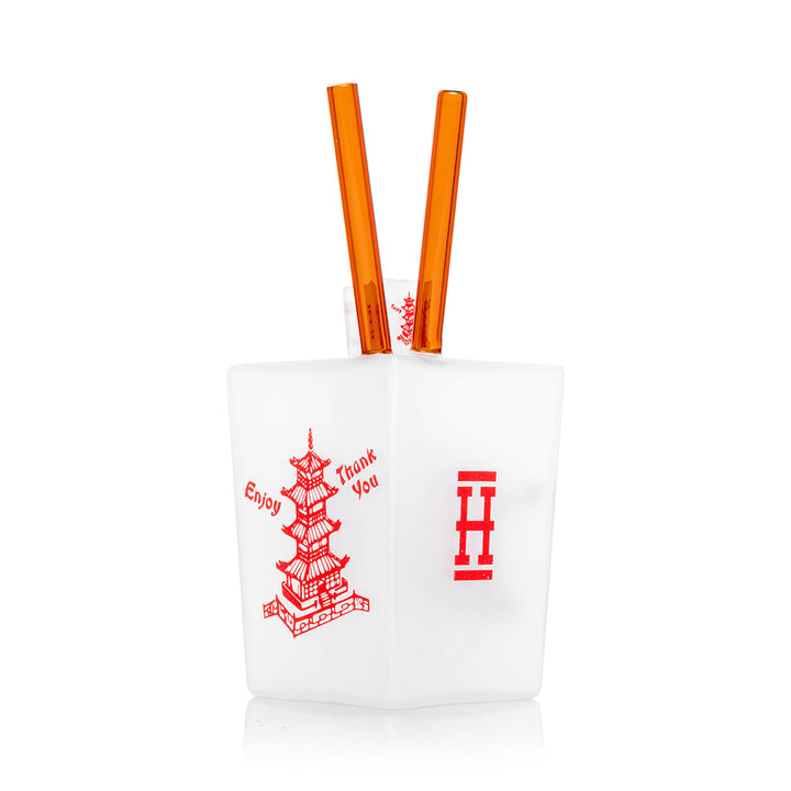 Chinese Takeout Style Glass Water Pipe