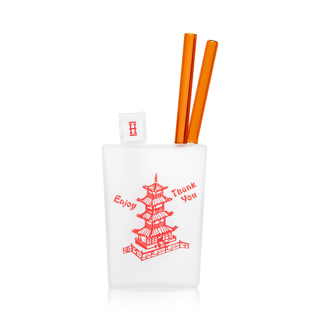 Chinese Takeout Style Glass Water Pipe