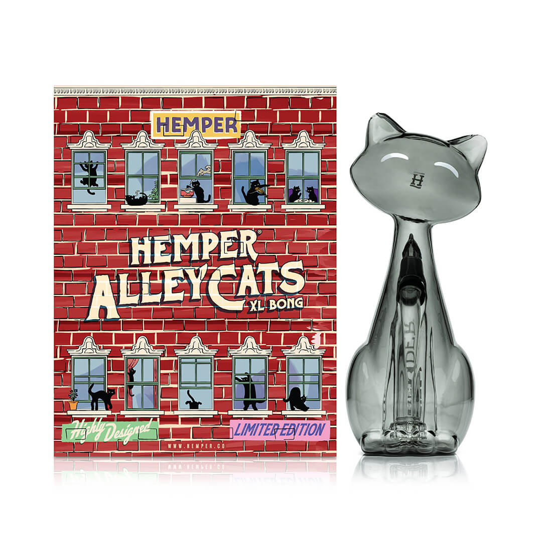 Alley Cat Themed Borosilicate Glass Water Pipe